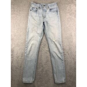 Levi's 501 S Jeans Women 25x29 (Tag 24x30) Blue Skinny Distressed Stretch
